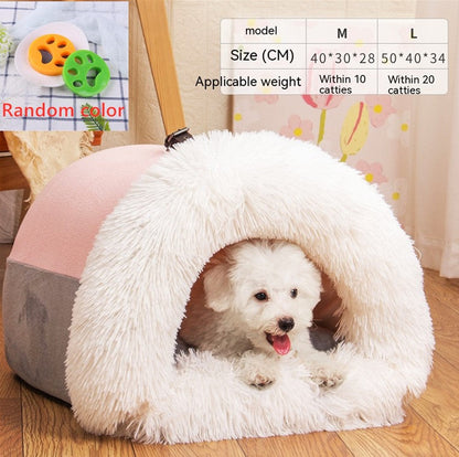Plush Pet Nest Bed | Warm & Cosy Dog & Cat House for Autumn & Winter