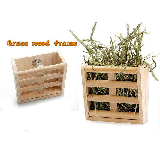 Wooden Grass Rack And Food Box Rabbit Chinchilla  -  - Pets Crazy Shops -