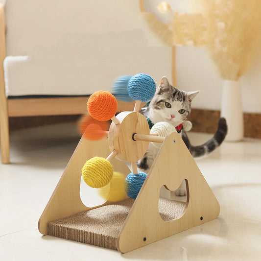 Solid Wood Rotary Table Cat Scratch Board Sisal Hemp Pet Products  -  - Pets Crazy Shops -