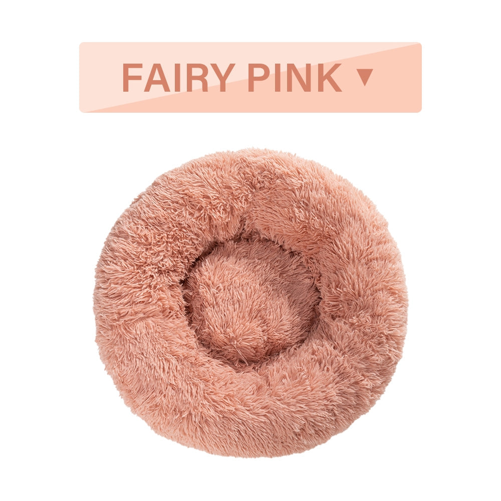 Fluffy Donut Dog Bed  Warm Soft Long Plush Pet Cushion Dog House Cat  Bed Washable Pet Sofa Mat Calming Samll Large Dog Beds  -  - Pets Crazy Shops -