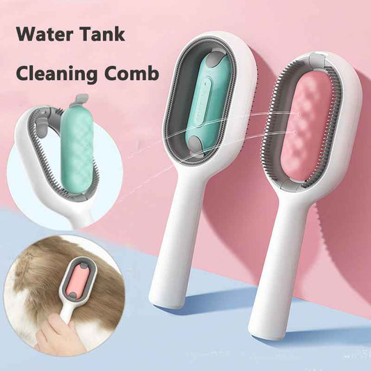 Cat Hair Brush With Water, Sticky Brush For Cats, 4 In-1 Cat Grooming Brush Creative Update Cat Dog Grooming Comb With Water Tank Double-Sided Hair Removal Brush Kitten Pet Supplies Accessories  -  - Pets Crazy Shops -