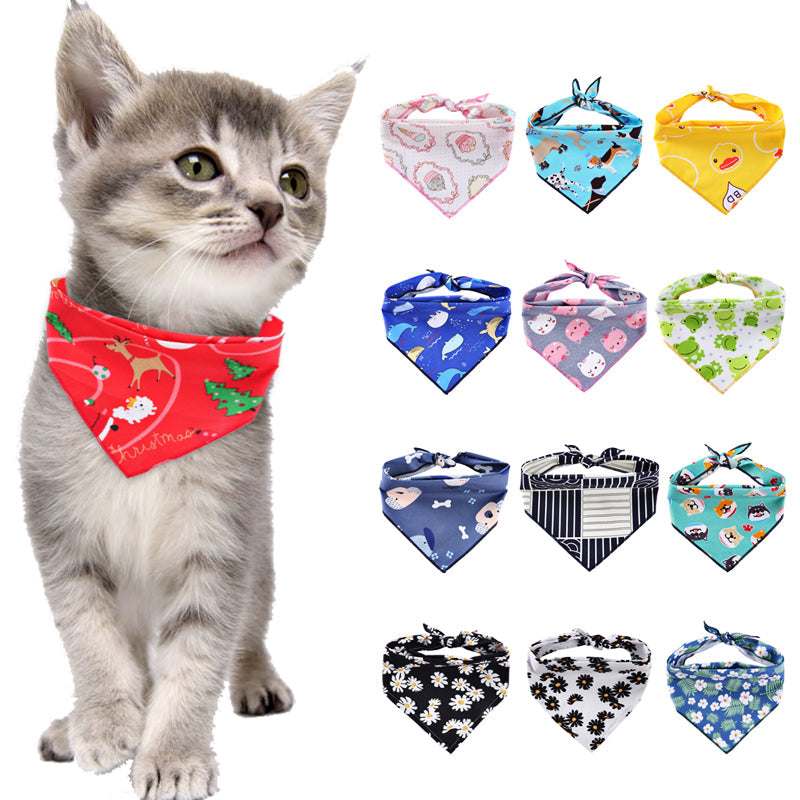 Adjustable Dog Bandana Cotton Pet Neckerchief Cat Triangle Scarf Soft Saliva Towel Small Medium Large Dog Accessories  -  - Pets Crazy Shops -