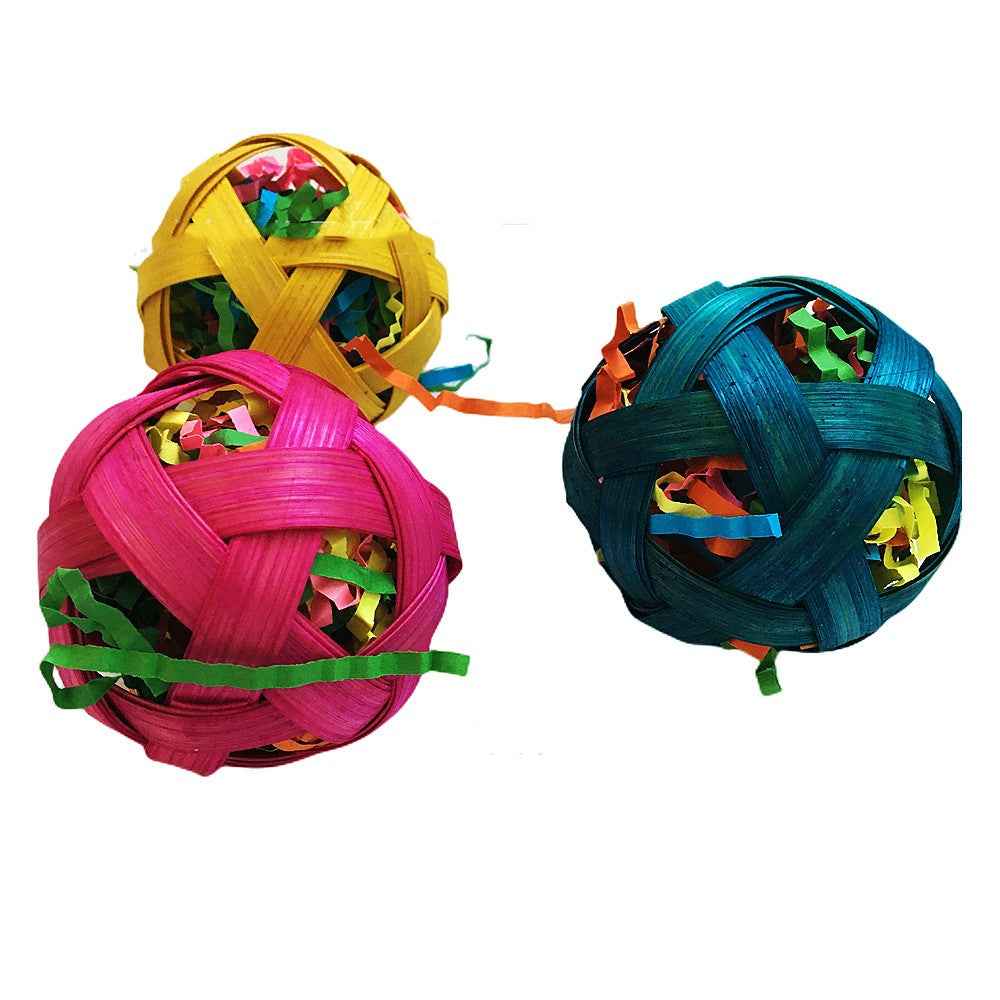 Natural Bamboo Woven Toy Ball Feeding Foraging Toy  -  - Pets Crazy Shops -