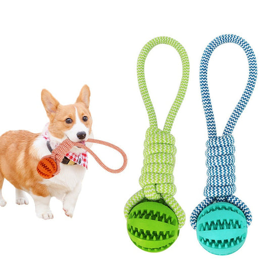 Dog Toys Treat Balls Interactive Hemp Rope Rubber Leaking Balls For Small Dogs Chewing Bite Resistant Toys Pet Tooth Cleaning Bite Resistant Toy Ball For Pet Dogs Puppy  -  - Pets Crazy Shops -