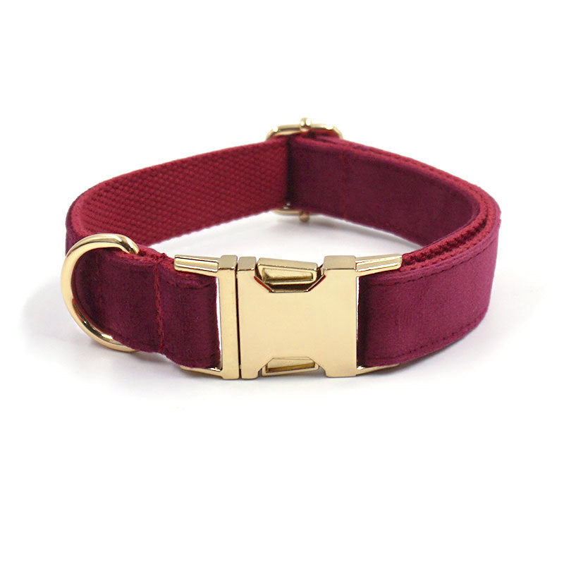 Soft Burgundy Velvet Pet Collar Dog Collar  -  - Pets Crazy Shops -