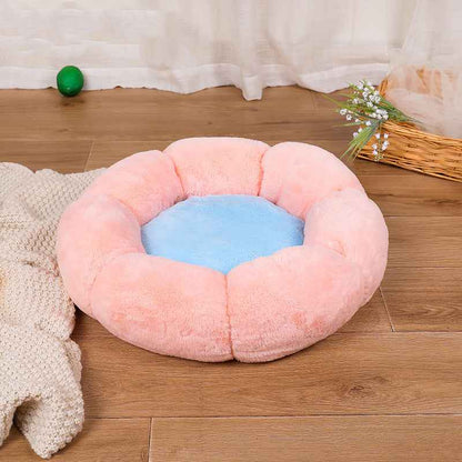 Autumn Winter Plus Velvet Thick Round Flower Cat Litter Kennel  -  - Pets Crazy Shops -