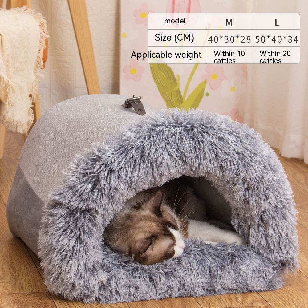 Plush Pet Nest Bed | Warm & Cosy Dog & Cat House for Autumn & Winter