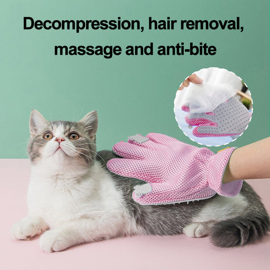 Pet Glove Cat Grooming Glove Cat Hair Deshedding Brush Gloves Cat Floating Hair Pet Hair Removal Brush Dog Bathing Massage Comb Silicone Hair Removal Gloves  -  - Pets Crazy Shops -