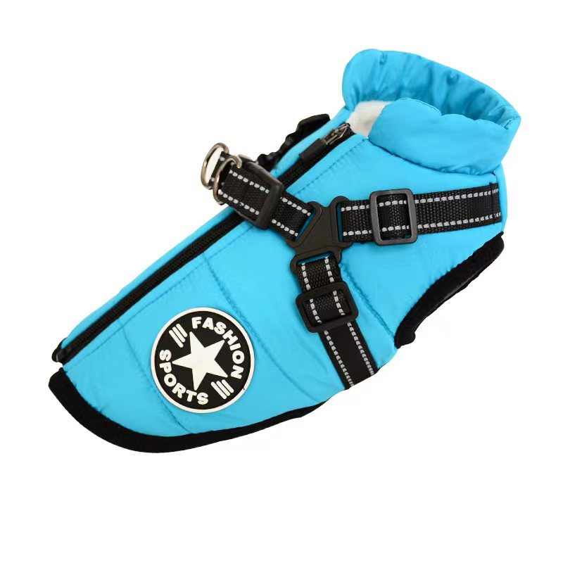 Waterproof Dog Clothes Winter Dog Coat With Harness Warm Pet Clothing Big Dog Jacket Chihuahua Labrador Coat Costume  -  - Pets Crazy Shops -