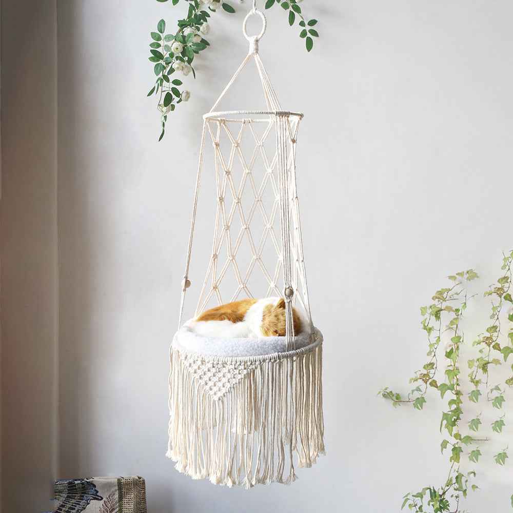 Macrame Hanging Pet Bed Macrame Cat Hammock Wall Hanging Cat Hammock Macrame Cat Bed-Pet Gifts Hammock Macrame Cat Swing  -  - Pets Crazy Shops -